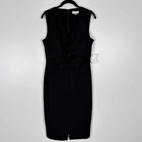 NWT Calvin Klein Ruched Sheath Dress Black Cutout Detail Size  8 - Picture 5 of 9